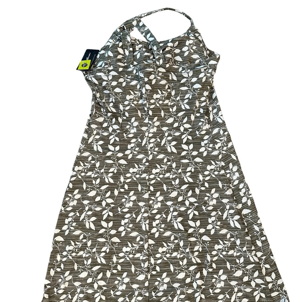 Eddie Bauer Sun Dress Olive Green White Leaf Print UPF 50 M Women NWT - Picture 5 of 10